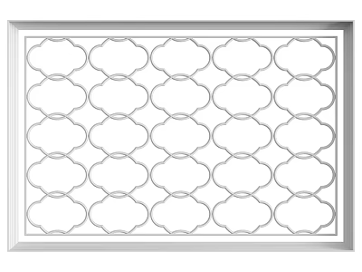 Geometric Pattern Decorative Component With Silver Frame And Intricate Design 3d model