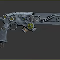 Steampunk Decorative Pistol With Metallic Finish Ornate Scroll Patterns And Colored Gem Accents