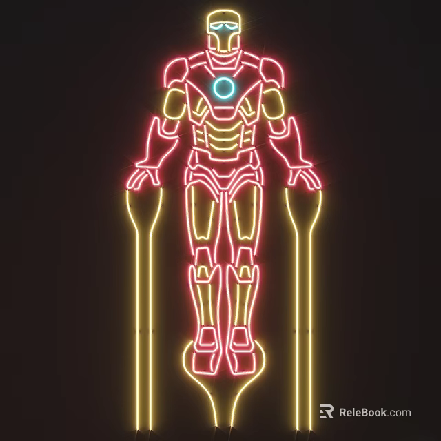 Neon Iron Man Figure Decorative Light With Bright Colors And Artistic Design 3d model 