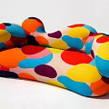 Three Seater Sofa Featuring Vibrant Multicolored Polka Dots Modern Artistic Style