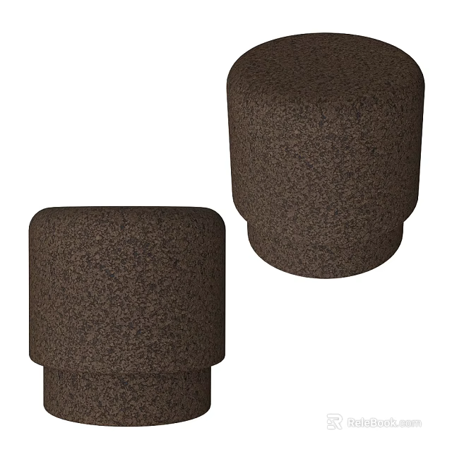Two Textured Brown Cylindrical Stools With Simple Design For Home Use 3d model