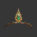 Elegant Golden Crown With Green Gemstones And Leaf Design Lifestyle Accessory