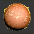 Delicious Round Orange Bun Topped With Almond Slices And Yellow Filling