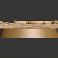 Golden Household Mousetrap With Wooden Plate And Metal Spring Mechanism Displayed On Base