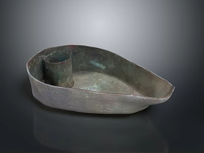 Metal Hardware Tool Boat Shaped Tray With Cylindrical Holder For Small Parts Storage 3d model