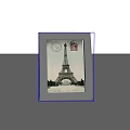 Decorative Gray Frame Featuring Eiffel Tower Art And Vintage Postcard Design