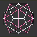 Pink And White Geometric Polyhedron Structure On Black Background With Reflection 3d model