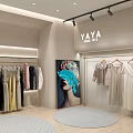YAYA Company Public Office Space With Clothing Rack Green Plant Round Rug And Decorative Painting