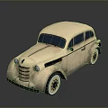 Cream Colored Vintage Car With Rounded Body Classic Grille And Retro Design