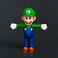 Green Hat Blue Overalls Character Figure With White Gloves And Brown Shoes