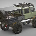 Green Off Road Utility Vehicle with Large Tires Roof Rack and Open Cargo Bed