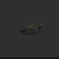 Anglerfish with Large White Eye Open Mouth Sharp Teeth and Green Body in Deep Sea