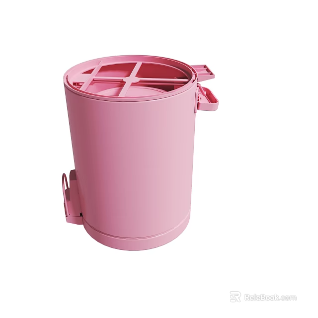 Pink Pedal Trash Can With Lid For Household Use And Modern Design 3d model 