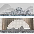 Modern Feature Wall Design With Mountain Landscape And Natural Stone Texture 3d model