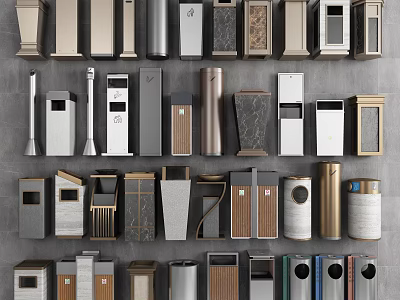 Public Facilities Trash Bins With Various Designs And Different Materials 3d model