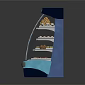 Refrigerated Display Showcase Shelf with Multiple Shelves for Fruits Pastries Desserts in Retail Store