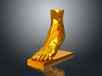 Detailed Golden Geometric Foot Anatomical Model Medical Device on Golden Base for Medical Education 3d model