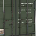 Industrial Cargo Container Green Metal Structure With Transportation Labels And Heavy Duty Design