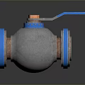 Shiny Silver Industrial Ball Valve With Blue Handle And Flanged Connections
