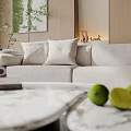 Modern Living Dining Room Interior With Sofa Coffee Table Window Robot Tray And Refrigerator