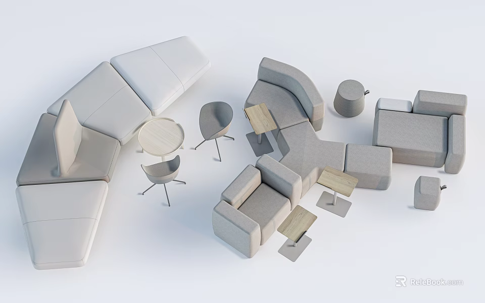 Modern Single Sofa Interior With Comfortable Design And Wooden Side Table Elements 3d model