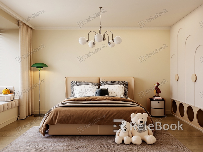 07 children's room modern children's bed wardrobe model