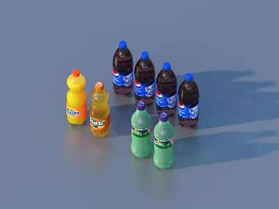 Assorted Bottled Drinks With Pepsi Sprite Fanta And Multiple Flavors On 3d model