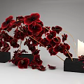Elegant Red Orchid Arch Floral Display With Black Containers And Candles