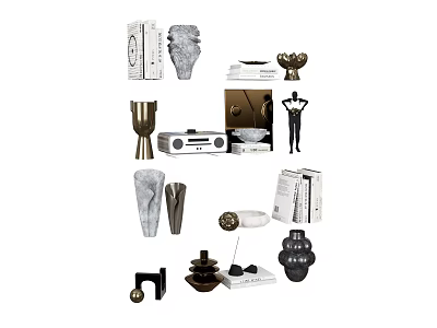 Modern Minimalist Decorative Ornament Set With Vases Sculptures Candle Holders And Figurines 3d model