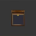 Wooden Display Cabinet Shelf Featuring Carved Design Blue Velvet Lining and Golden Hardware