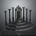Elegant Decorative Display Equipment With Circular Platform Columns Green Panel And Decorative Top