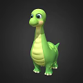 Cute Cartoon Style Reptile 3D Model With Green Body Yellow Belly And Big Eyes