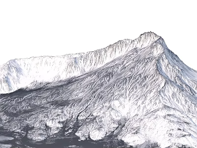 Scenic Snowy Mountain Landscape with Rugged Textures and Sharp Peaks 3d model