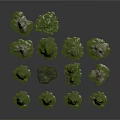 Multiple Green Mountain Models Arranged Around Central Stone With Natural Design