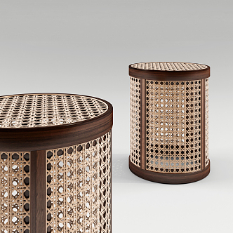 Southeast Asia round rattan small tea table side table 3d model