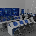 Modern Intelligent Control Room Desk And Chair Combination Equipped With Multiple Digital Display Screens