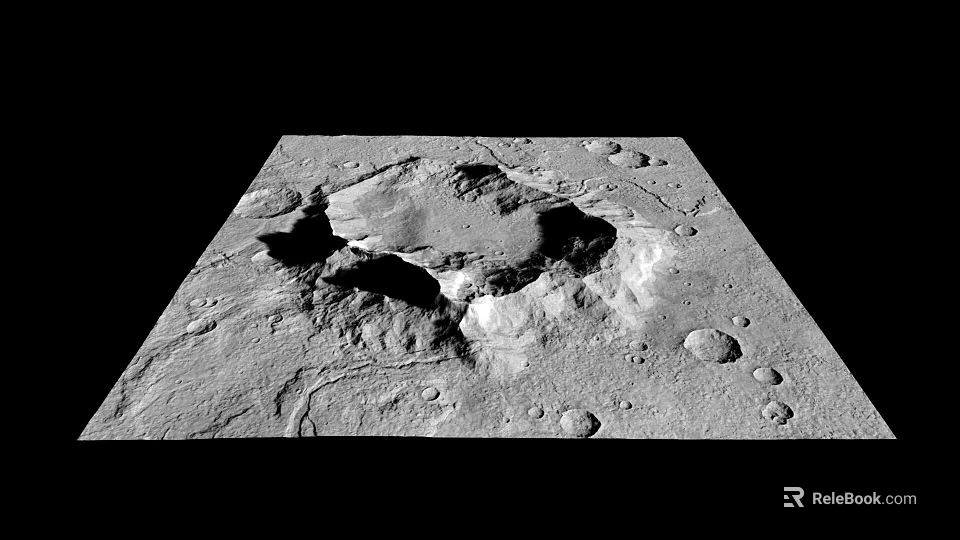 Detailed Lunar Terrain With Large Impact Craters And Rocky Moon Surface Features 3d model 
