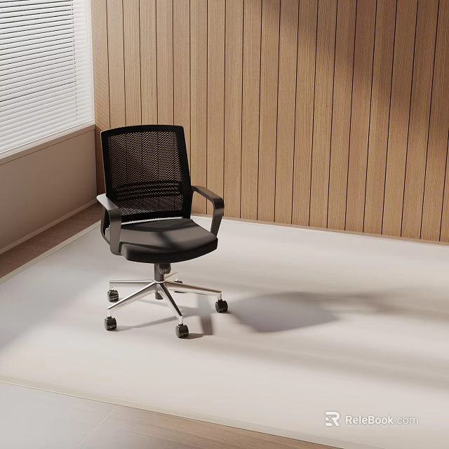 Black Mesh Office Chair With Silver Metal Frame And Rolling Wheels For Modern Workspace 3d model 