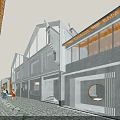 Ancient Architecture Plaza With People Activities And Traditional Surrounding Buildings