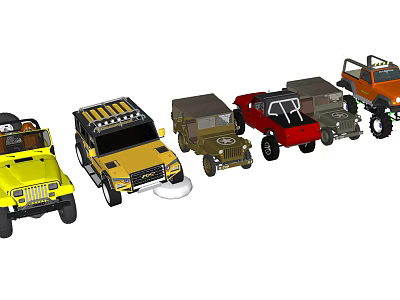 Collection Of Off Road Cars With Various Colors And Different Design Styles 3d model