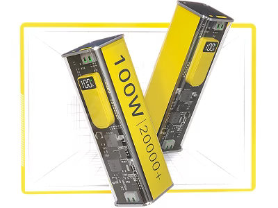 Two Yellow 100W 20000mAh+ Fast Charging Power Banks For Smartphones 3d model