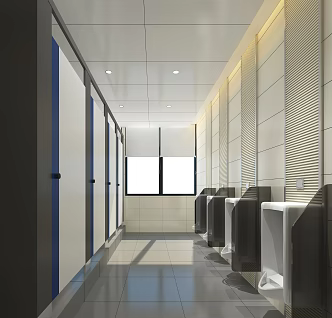 Modern Toilet Public Toilet Men's Bathroom Men's Toilet Partition Urinal Toilet Door 3d model