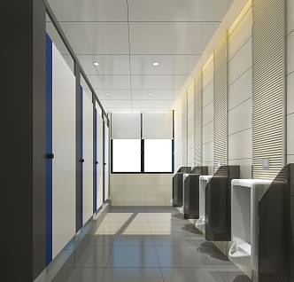 Modern Toilet Public Toilet Men's Bathroom Men's Toilet Partition Urinal Toilet Door 3d model