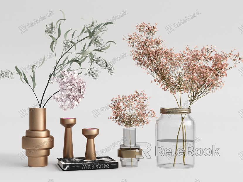 Modern vase ornaments vase plant flowers model