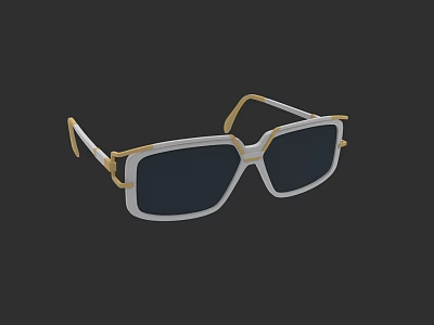 Stylish Square Frame Sunglasses With White Gold Accents And Dark Lenses 3d model