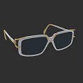 Stylish Square Frame Sunglasses With White Gold Accents And Dark Lenses