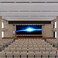 Modern Spacious Conference Room Interior With Neatly Arranged Seats And Large Projection Screen