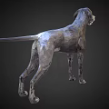 Low Poly Style Black Dog Figurine As Decorative Ornament Set With Geometric Design