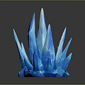 Blue Ice Crystal Structure With Sharp Projections And Glowing Blue Surface