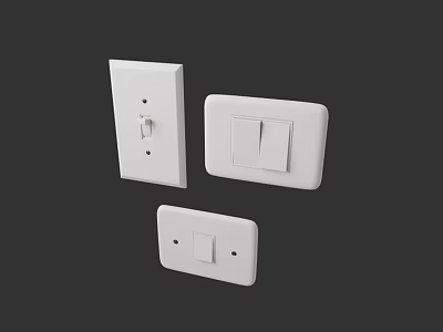 Modern White Wall Mounted Switch Panels With Different Design Styles 3d model